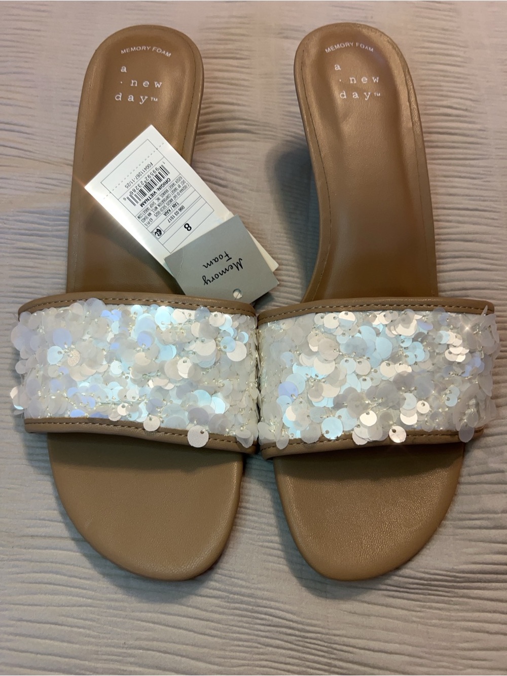 Target a new day Tan Kaia Mermaid Sequin Shell Kitten Heel Mule 🐚